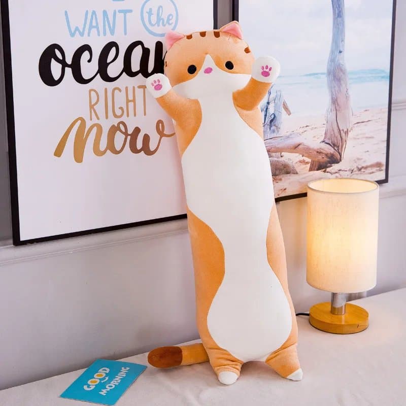 Almohada larga con Forma de Gato en Marrón, 70cm